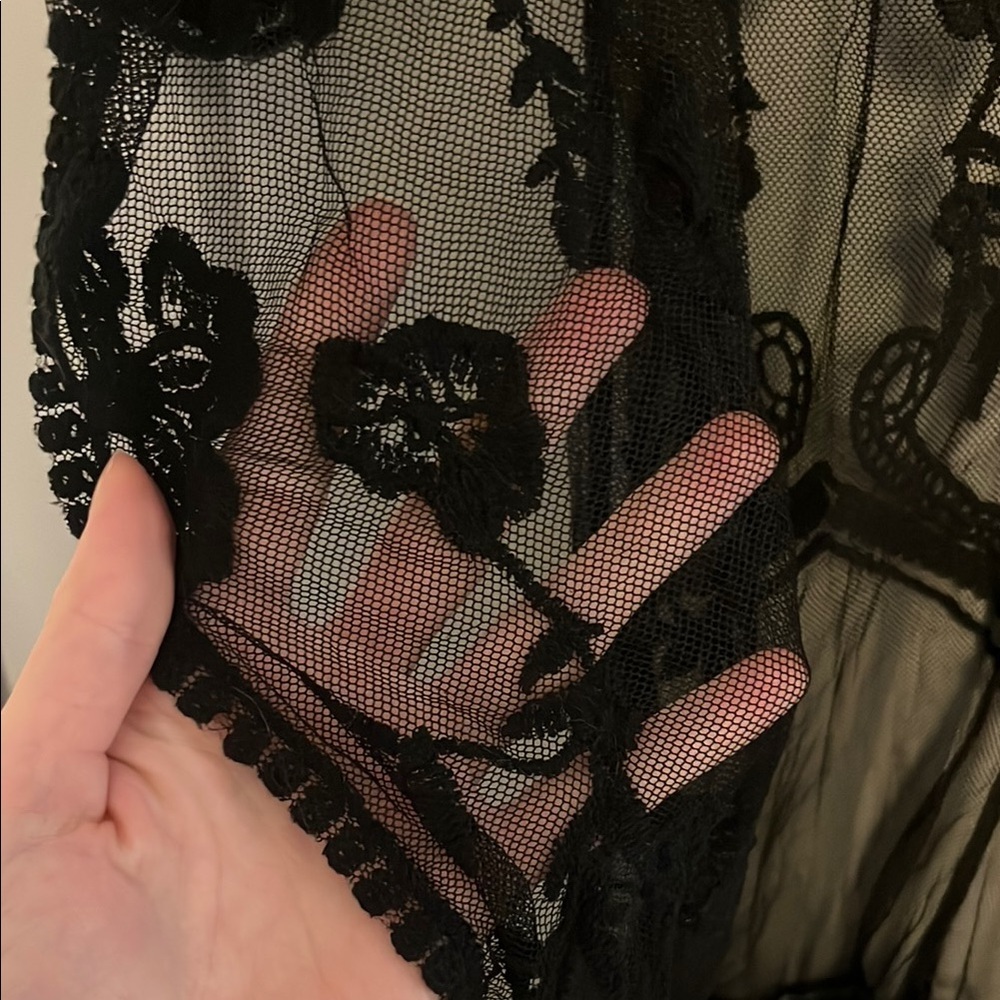 Black Lace Detail Cardigan - Picture 3 of 5